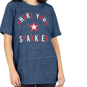 Royce Ladies Medium Americana Tee "Shake Your Sparkler", Navy Blue, Short Sleeve